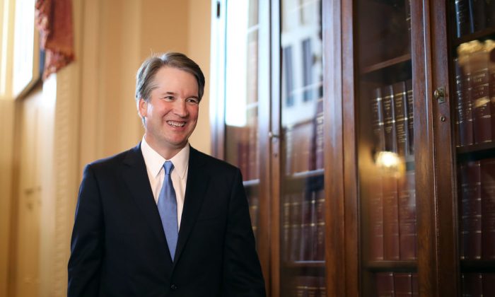 Judge Brett Kavanaugh leaves the room following a meeting and press availability with Senate Judiciary Committee Chairman Charles Grassley (R-IA) at the U.S. Capitol July 10, 2018 in Washington. (Chip Somodevilla/Getty Images)