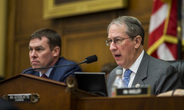 House Judiciary Committee Chairman Bob Goodlatte (R-Va.) during a hearing in Washington on Dec. 13, 2017. (Zach Gibson/Getty Images)