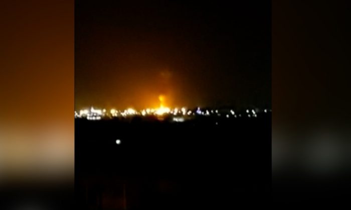 Explosion sets off fire outside Egypt's Cairo airport on Thursday, July 12, 2018. (Moustafa Khairallah/Reuters)