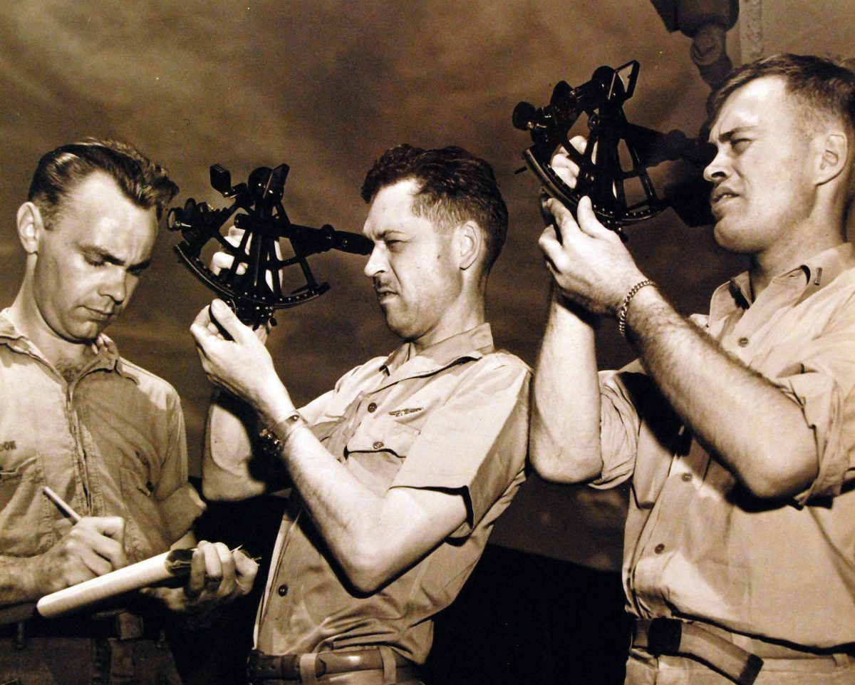 US navy sextant training on June 23, 1945. (Public Domain)