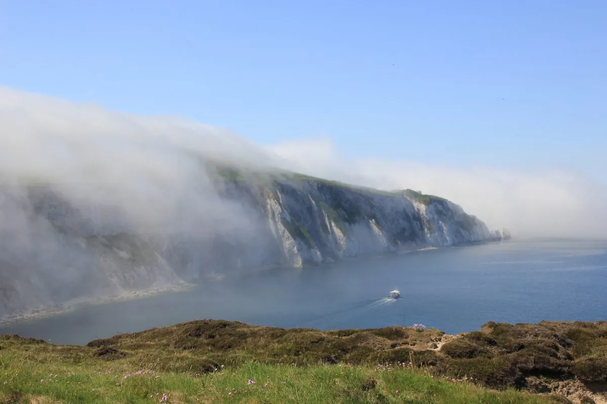 Fog rolls in surrounding The Needles on the Isle of Wight. (Wibke Carter)