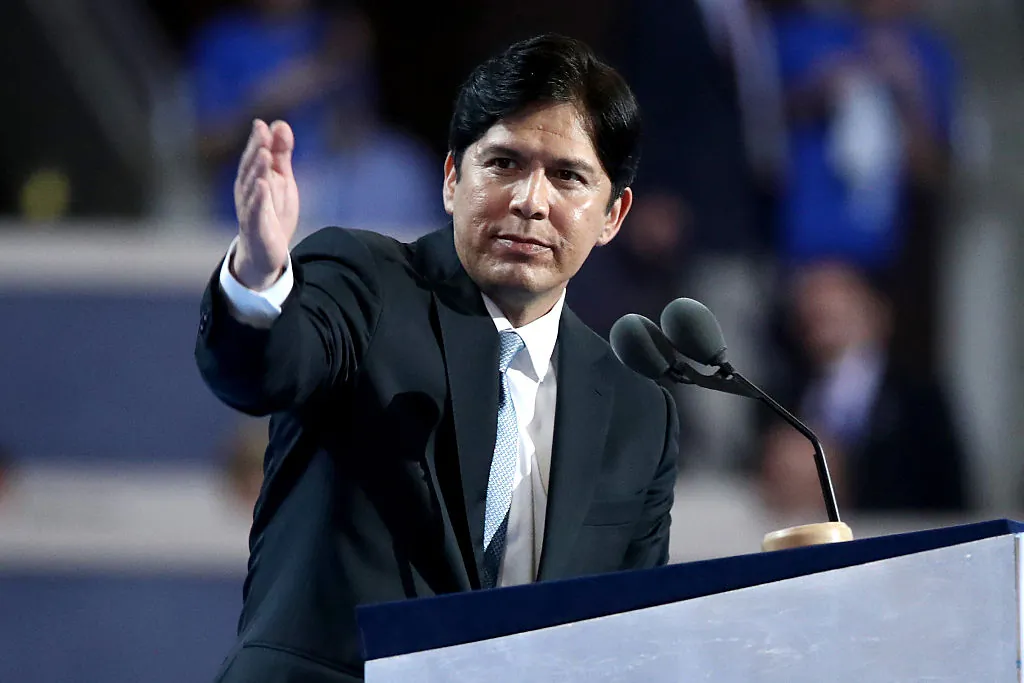 Then California State Senator Kevin de Leon delivers a speech on the first day of the Democratic National Convention at the Wells Fargo Center in Philadelphia on July 25, 2016. (Jessica Kourkounis/Getty Images)