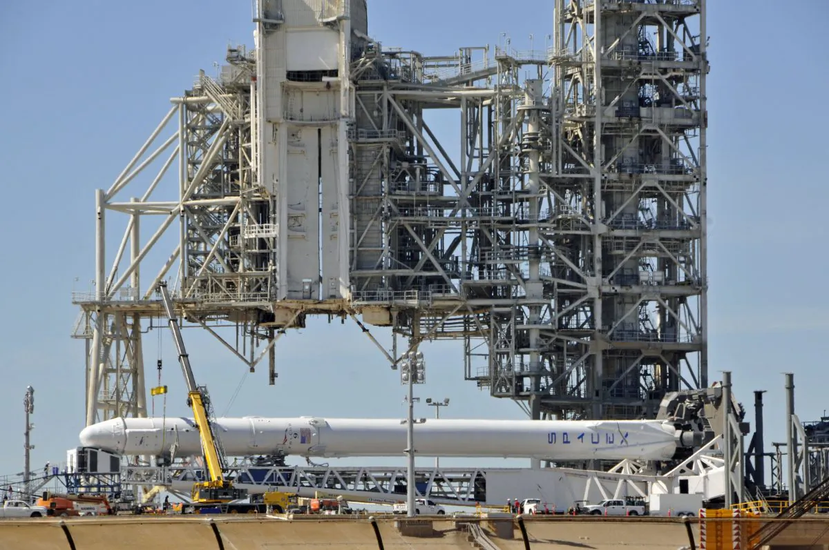 A rocket is prepared for launch at the Kennedy Space Center in Florida on Feb. 17, 2017. (Bruce Weaver/AFP/Getty Images)