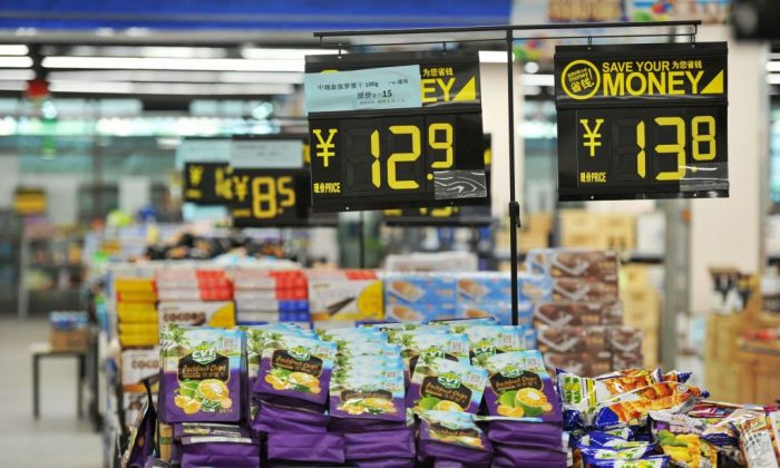 The picture shows imported items displayed at a store in Qingdao in China's eastern Shandong Province on July 15, 2018. (STR/AFP/Getty Images)