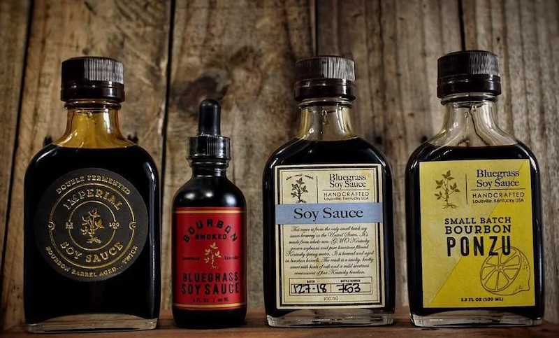 The line of soy sauces from Bourbon Barrel Foods. 