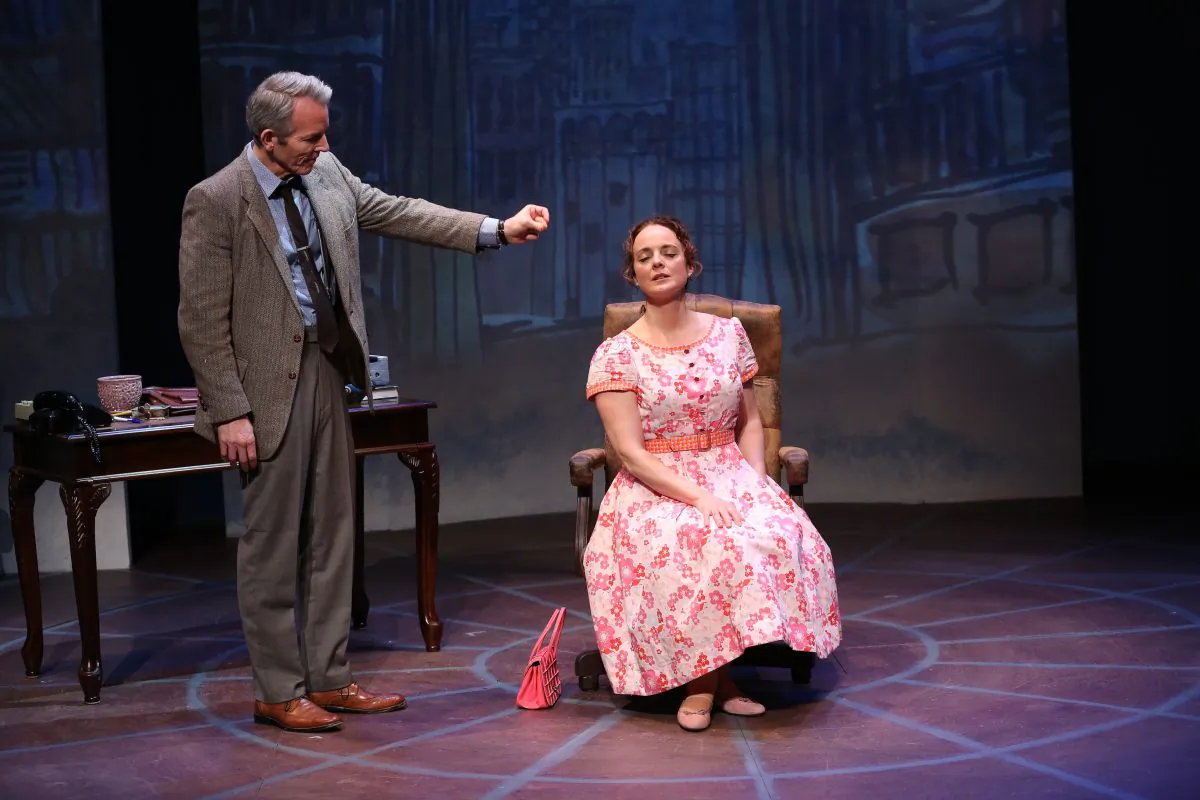 Stephen Bogardus and Melissa Errico in Irish Repetory Theatre's “On a Clear Day You Can See Forever.” (Carol Rosegg)