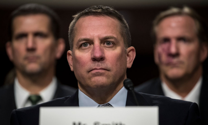 Scott Smith, assistant director for the Cyber Division at the Federal Bureau of Investigation (FBI), testifies during a Senate Armed Services Committee hearing concerning the roles and responsibilities for defending the nation against cyber attacks, on Capitol Hill in Washington on Oct. 19, 2017. (Photo by Drew Angerer/Getty Images)