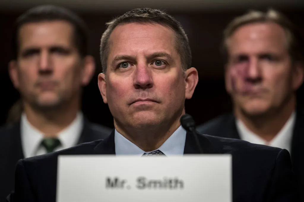 Scott Smith, assistant director for the Cyber Division at the Federal Bureau of Investigation (FBI), testifies during a Senate Armed Services Committee hearing concerning the roles and responsibilities for defending the nation against cyber attacks, on Capitol Hill in Washington on Oct. 19, 2017. (Photo by Drew Angerer/Getty Images)