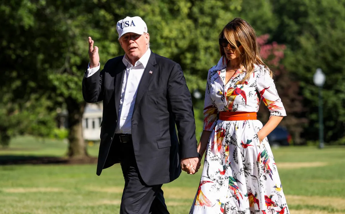 President Donald Trump and First Lady Melania Trump return from Bedminster, N.J., at the White House in Washington on July 8, 2018. (Samira Bouaou/The Epoch Times)