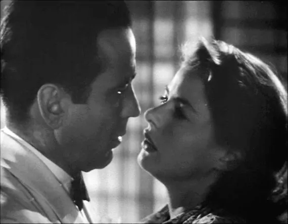Humphrey Bogart and Ingrid Bergman in the classic film “Casablanca.” Rick, Humphrey’s character, sacrifices Ilsa to his romantic rival for the good of the World War II effort. (Public Domain)
