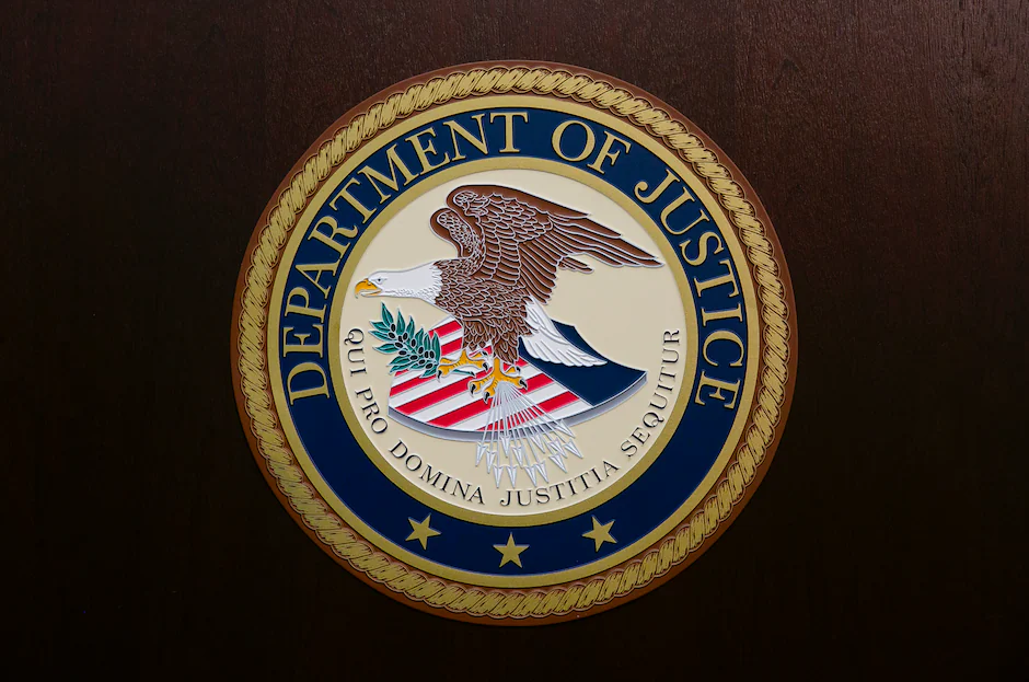 The Department of Justice seal. (Samira Bouaou/The Epoch Times)