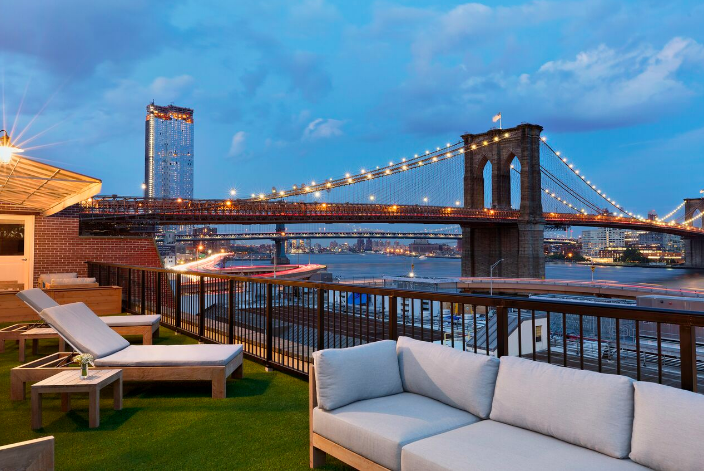 A view of the Brooklyn Bridge from the Mr. C Seaport's terrace. (Courtesy of Mr. C Seaport)