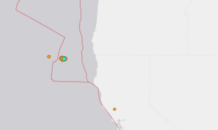 Several earthquakes struck off the Oregon coast on July 24, 2018. (USGS)