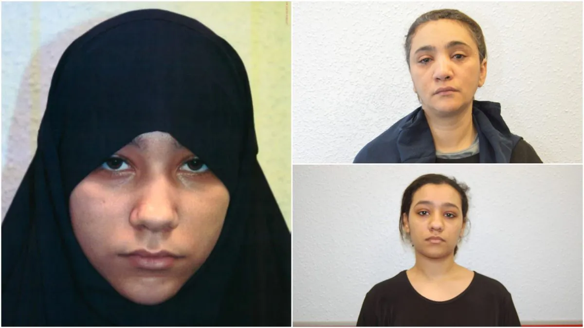 Safaa Boular (L), convicted of terrorism offenses on June 4 along with her mother, Mina Dich (top R), and her sister, Rizlaine Boular (bottom R), who both pled guilty to terrorism charges, together with a fourth woman. (Met Police)