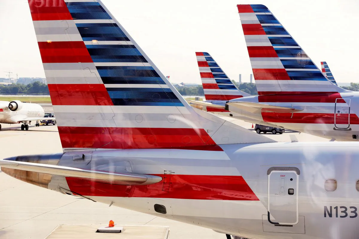 American Airlines aircraft are parked at Ronald Reagan Washington National Airport in Arlington, Va., on Aug. 8, 2016. (Joshua Roberts/Reuters)