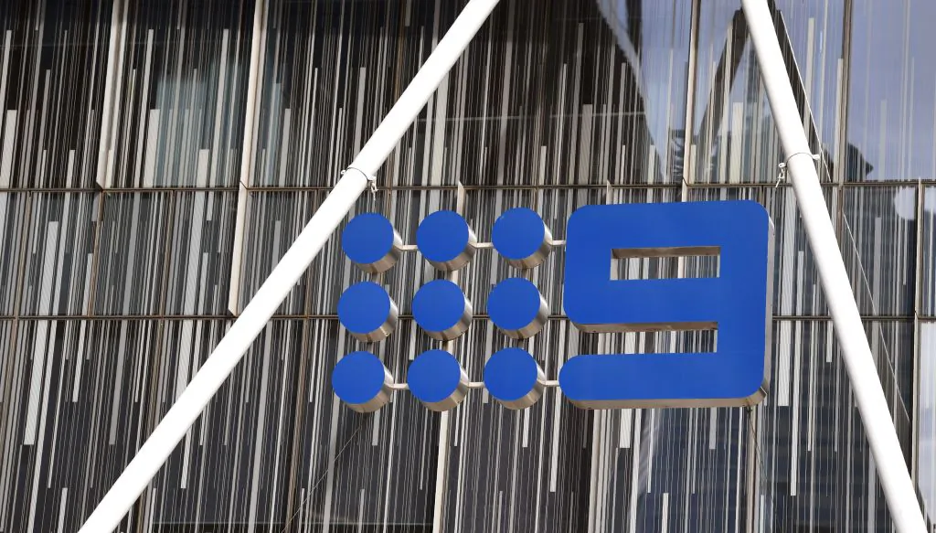 The logo for Channel Nine adorns the side of their building in Melbourne, Australia on July 26, 2018. (William West/AFP/Getty Images)