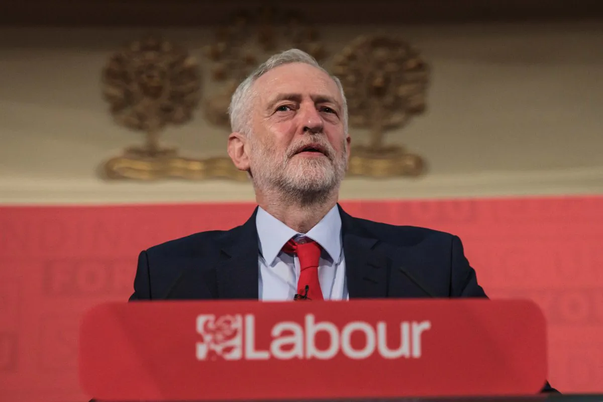Labour Leader Jeremy Corbyn makes his first campaign speech of the 2017 general election at Assembly Hall in Westminster in London, on April 20, 2017. (Jack Taylor/Getty Images)
