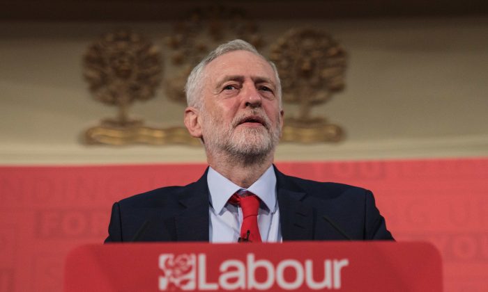 Labour Leader Jeremy Corbyn makes his first campaign speech of the 2017 general election at Assembly Hall in Westminster in London, on April 20, 2017. (Jack Taylor/Getty Images)