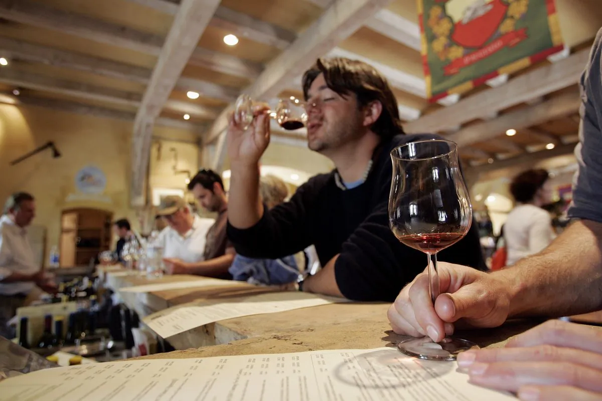 Jeff Hamaoui tastes wine at the Vianasa Winery May 16, 2005 in Napa Valley, California. (Photo by David Paul Morris/Getty Images)