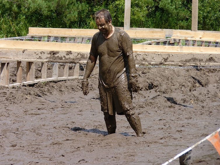 The author, Joe Recupero, as he competed in the Tough Mudder race in 2014. (Alison Webb, Author provided)
