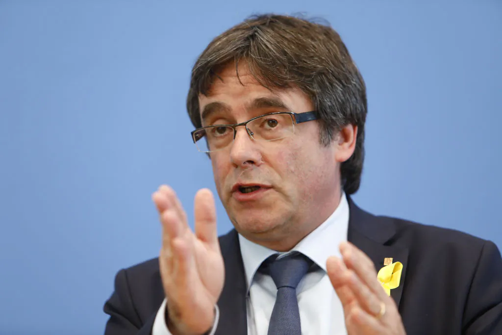 Carles Puigdemont, the Catalan separatist leader who had been indicted by Spanish authorities, addresses the media during a Press conference on July 25, 2018 in Berlin, Germany. Spain recently rescinded its international arrest warrant for him, leaving Puigdemont the possibility of returning to Belgium. (Photo by Michele Tantussi/Getty Images)