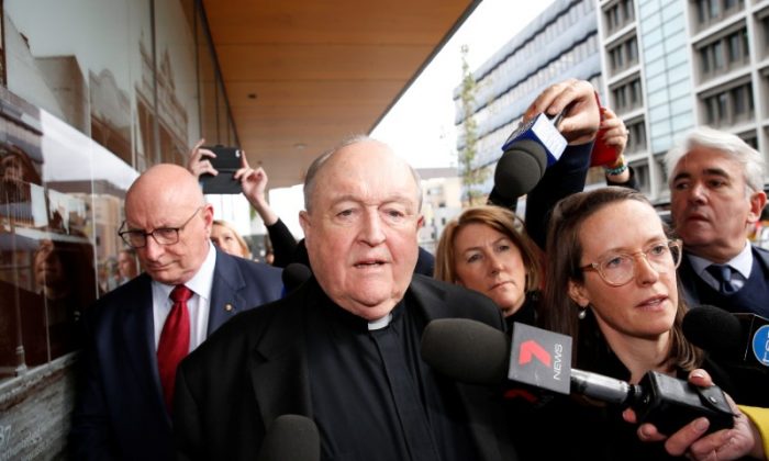 Archbishop Philip Wilson leaves Newcastle Local Court, in Newcastle for sentencing, Australia, July 3, 2018. (AAP/Darren Pateman/via Reuters)