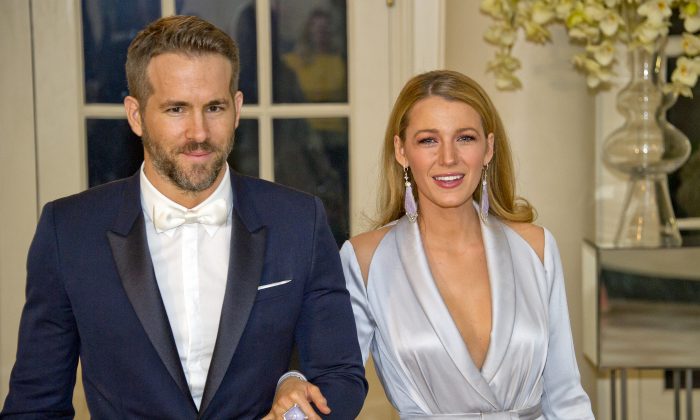 Actors Ryan Reynolds and Blake Lively arrive for the State Dinner in honor of Prime Minister Trudeau and Mrs. Sophie Trudeau of Canada at the White House March 10, 2016 in Washington, DC. (Photo by Ron Sachs-Pool/Getty Images)