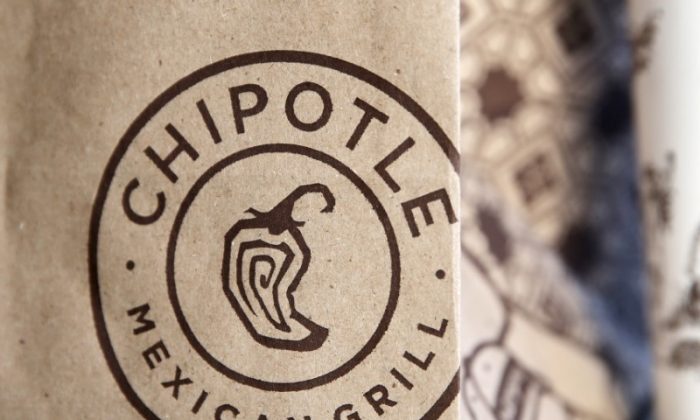 A logo of Chipotle Mexican Grill is seen on one of their bags in Manhattan, New York Nov. 23, 2015. (REUTERS/Andrew Kelly)