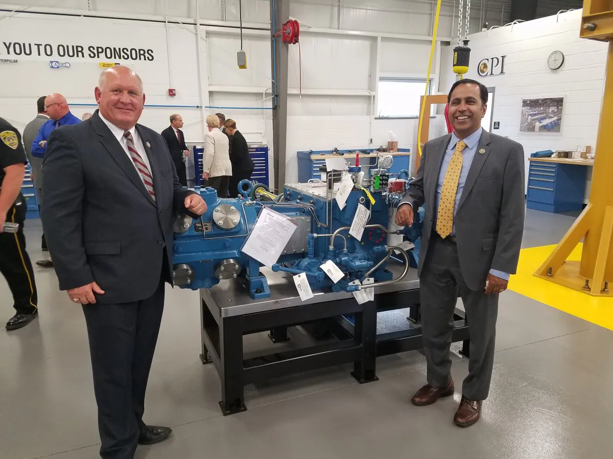 Rep. Glenn Thompson (R-Pa.) and Rep. Raja Krishnamoorthi (D-Ill.) at the Central Pennsylvania Institute of Science and Technology in Pleasant Gap, Pennsylvania in Aug. 2017. Thompson and Krishnamoorthi sponsored the Strengthening Career and Technical Education for the 21st Century Act that was signed into law by President Donald Trump on July 31.(Courtesy of Rep. Glenn Thompson)