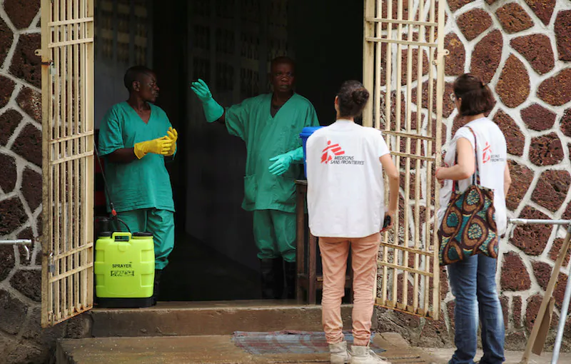 File Photo: Doctors Without borders workers talk to a worker at an isolation facility, prepared to receive suspected Ebola cases, at the Mbandaka General Hospital, in Mbandaka, Democratic Republic of Congo May 20, 2018. (Kenny Katombe/Reuters/File Photo)