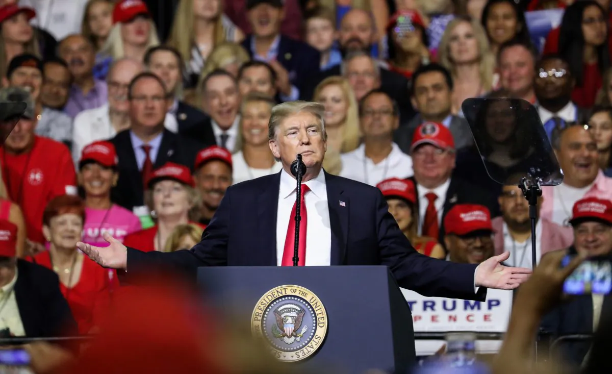 President Donald Trump speaks at a Make America Great Again rally in Tampa, Florida on July 31, 2018. (Charlotte Cuthbertson/The Epoch Times)
