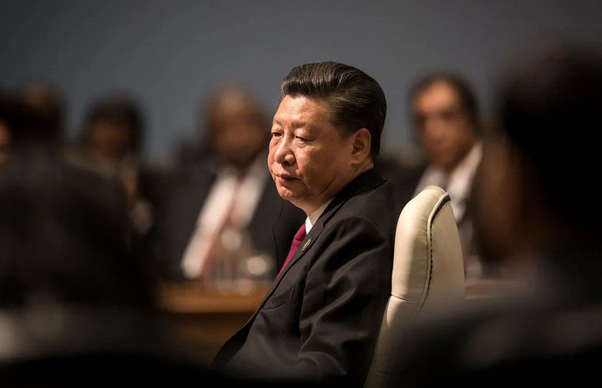 Chinese leader Xi Jinping attends a meeting during the 10th BRICS summit (meeting of the world's leading emerging economies, Brazil, Russia, India, China, and South Africa) in Johannesburg, South Africa, on July 26, 2018. (Gulshan Khan/AFP/Getty Images)