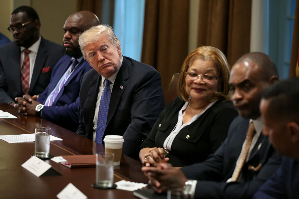 President Donald Trump listens during a meeting with inner-city pastors in the Cabinet Room of the White House in Washington on Aug. 1, 2018. (Oliver Contreras - Pool/Getty Images)