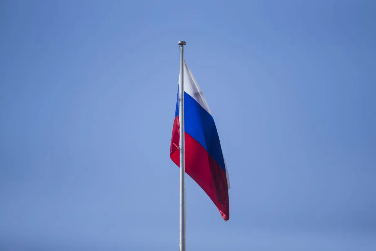 The flag of the Russian Federation flies above a Russian Embassy in a file photo. (Zach Gibson/AFP/Getty Images)