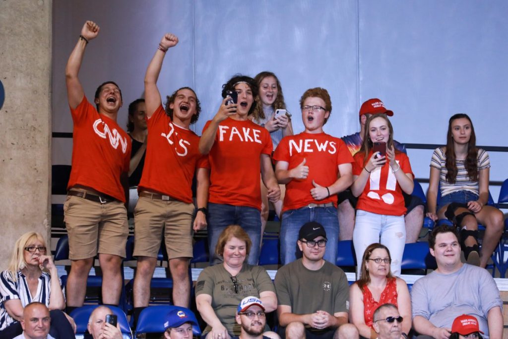 Audience members at President Donald Trump’s Make America Great Again rally in Wilkes-Barre, Penn., on Aug. 2, 2018. (Samira Bouaou/The Epoch Times)