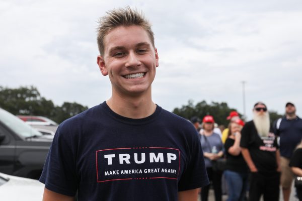 Victor Bellino waits in line to attend President Donald Trump's Make America Great Again rally in Tampa, Fla., on July 31, 2018. (Charlotte Cuthbertson/The Epoch Times)