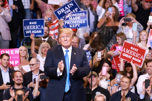 President Donald Trump at a Make America Great Again rally in Wilkes-Barre, Penn., on Aug. 2, 2018. (Samira Bouaou/The Epoch Times)