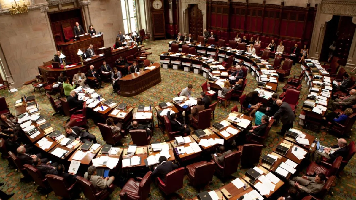 The New York State Senate debates legislation in the Senate chamber on June 16, 2011 in Albany, New York. (Photo by Matthew Cavanaugh/Getty Images)