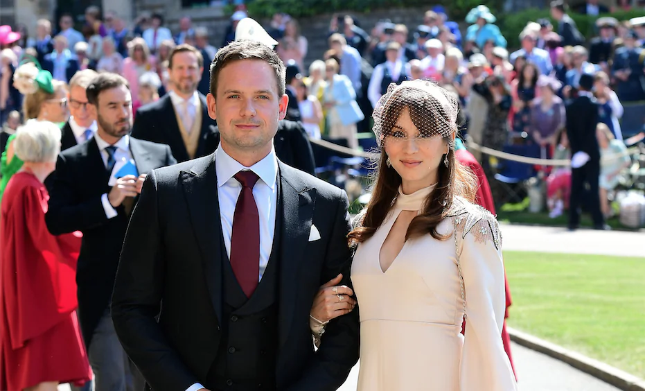 Troian Bellisario & Patrick J. Adams attended British Royal Wedding on May 19. (Ian West/WPA Pool/Getty Images)