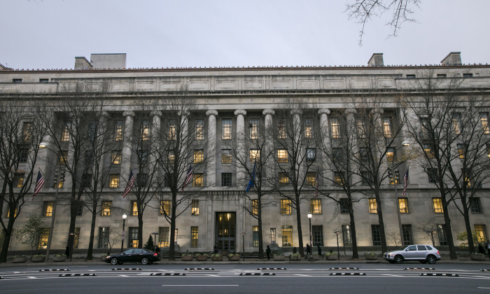 The Department of Justice in Washington on Dec. 7, 2017. (Samira Bouaou/The Epoch Times)