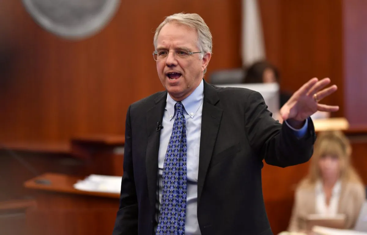 Monsanto defense attorney George Lombardi speaks during the opening remarks of the Monsanto trial in San Francisco, California, U.S., July 09, 2018. Picture taken July 09, 2018. (Josh Edelson/Pool via Reuters/File Photo)