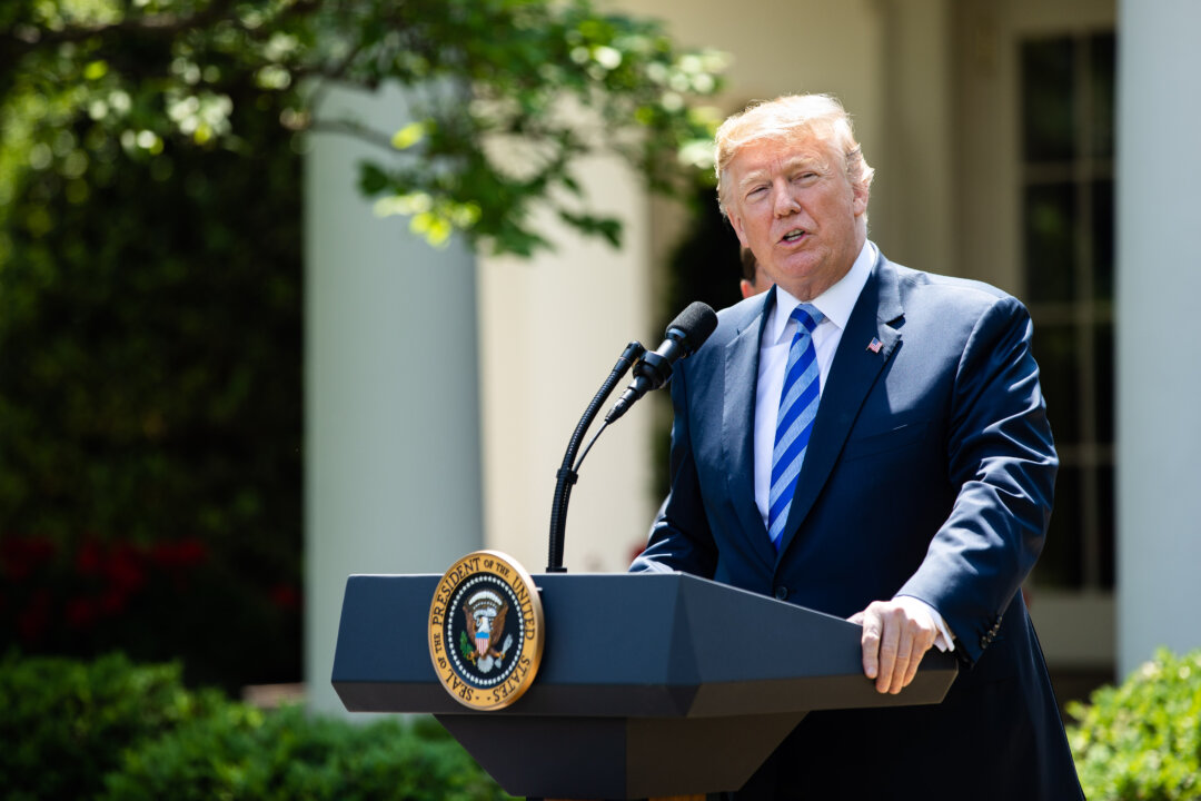 President Donald Trump gives remarks on lowering drug prices in the Rose Garden of the White House on May 11, 2018. (Samira Bouaou/The Epoch Times)