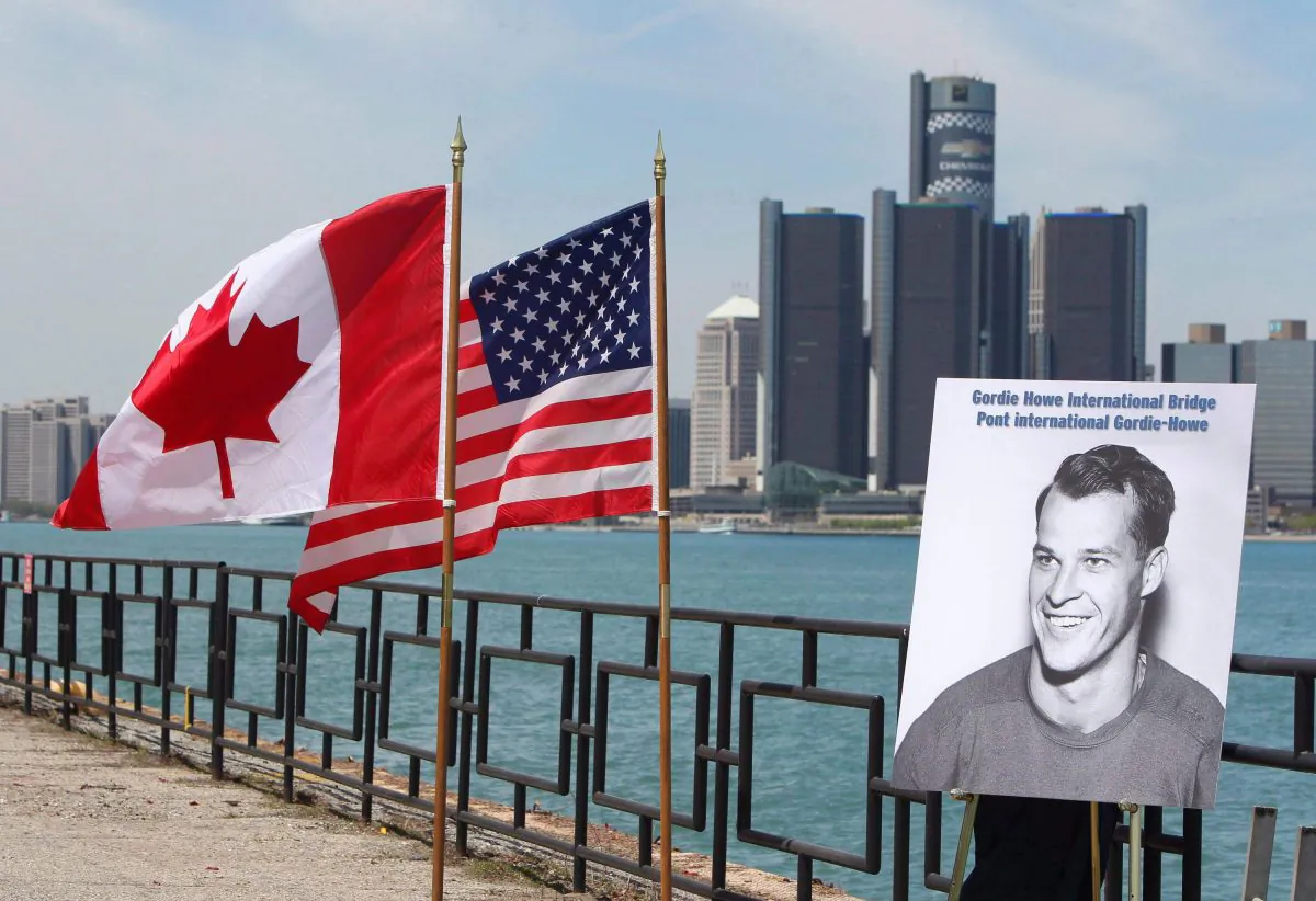 A view of the Detroit River International Crossing, to be named the Gordie Howe International Bridge, in Windsor, Ontario in this file photo. Aecon pulled out of the running to work on its construction due to potentially being bought by a Chinese state-owned enterprise. (The Canadian Press/Dave Chidley)