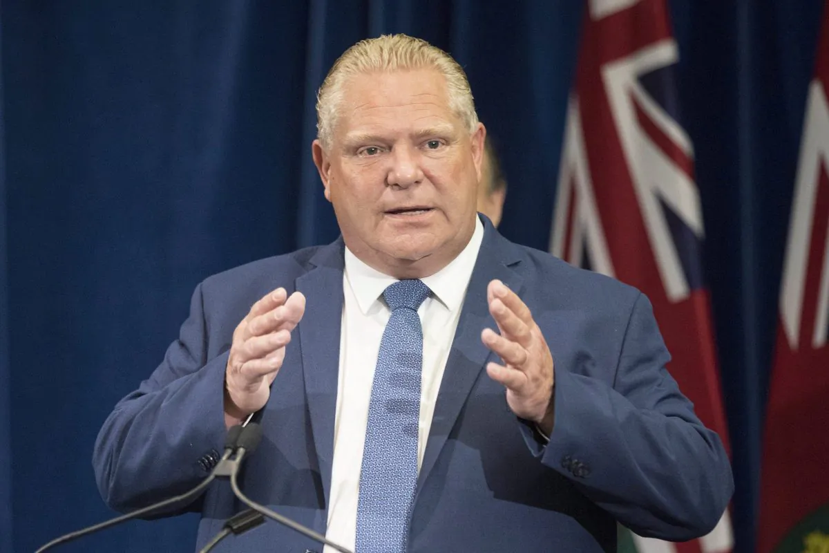 Ontario Premier Doug Ford during a press announcement in the Ontario legislature in Toronto on Aug. 9, 2018. (THE CANADIAN PRESS/Chris Young)