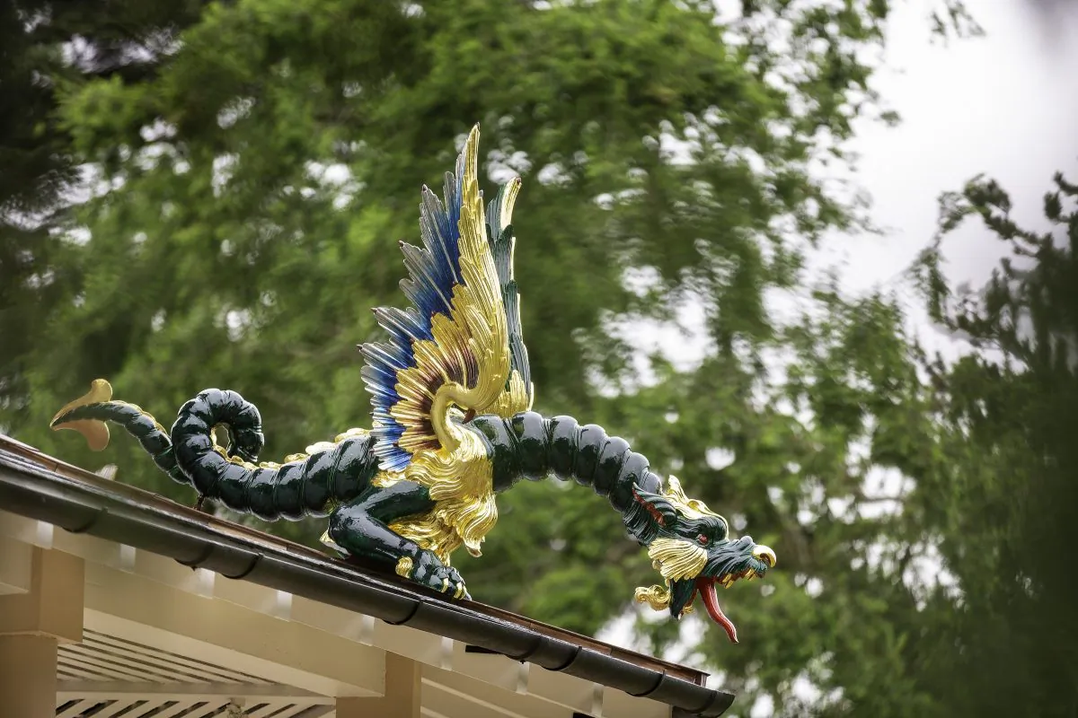 One of the eight-hand carved wooden dragons carved in eight different workshops by esteemed master carvers. (Richard Lea-Hair/Historic Royal Palaces)