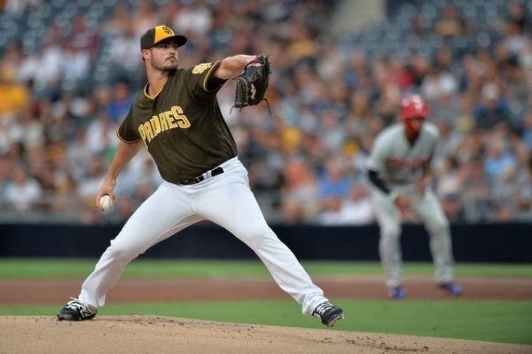 San Diego Padres starting pitcher Jacob Nix makes his Major League pitching debut in the first inning against the Philadelphia Phillies.