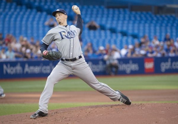 Tampa Bay Rays starting pitcher Blake Snell throws a pitch during the first inning against the Toronto Blue Jays.