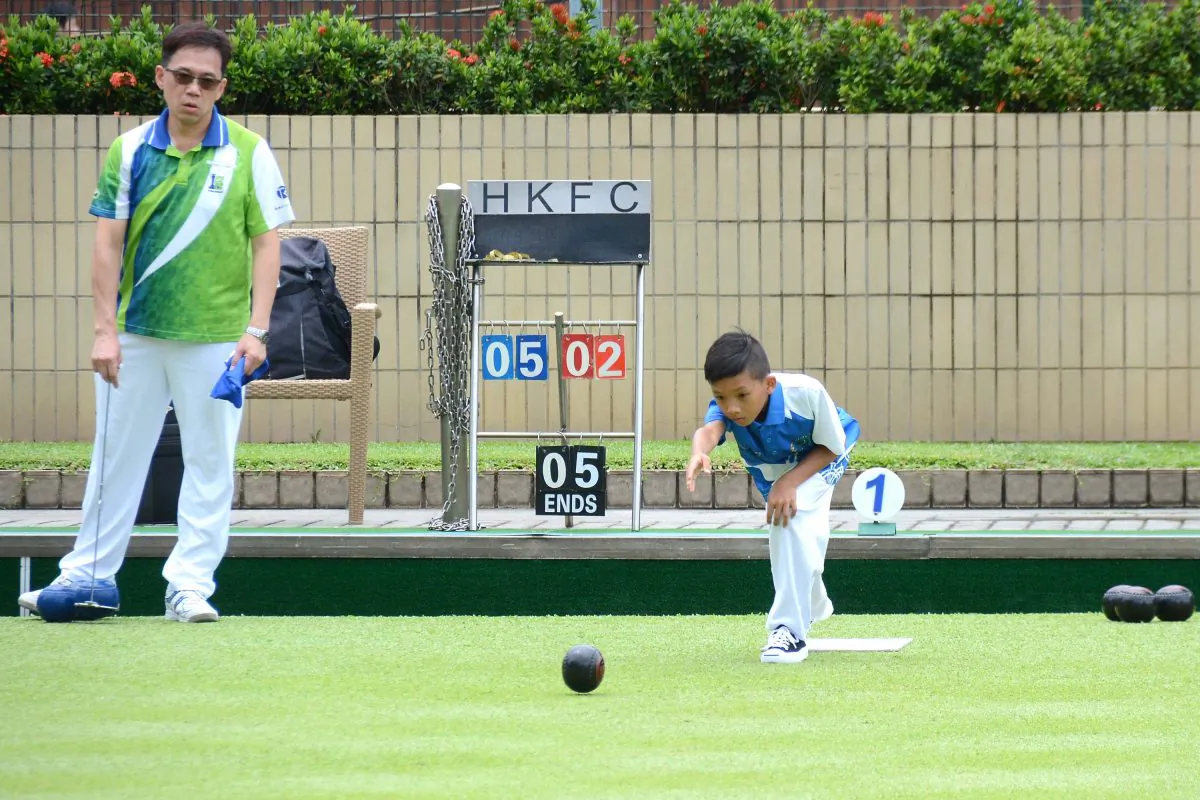 Nine years old Aldo Wong is the youngest player in the Hong Kong International Bowls Classic singles qualifying match.  He played against Canny Cheung from Tseung Kwan O Bowling Club.  Wong lost in the tie-breaker and failed to qualify. (Stephanie Worth)