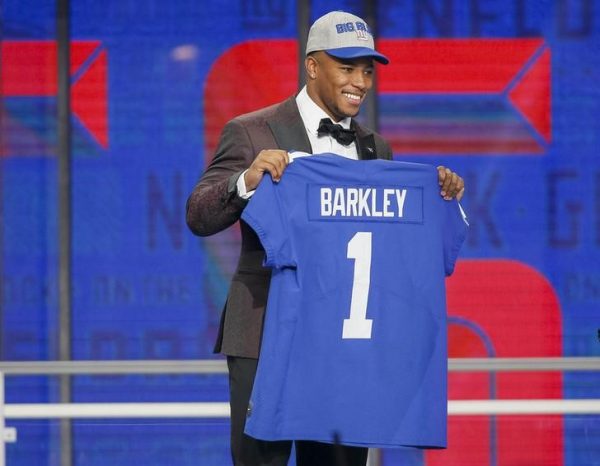 Saquon Barkley is selected as the number two overall pick to the New York Giants in the first round of the 2018 NFL Draft.