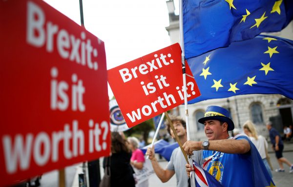 Pro-EU demonstrators wave flags